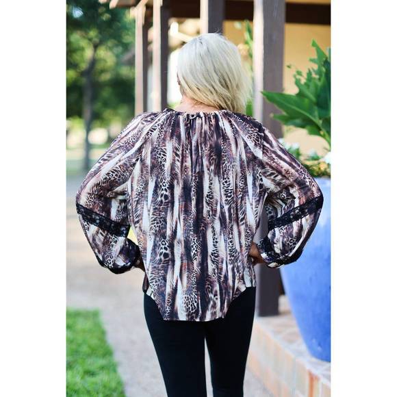 NEW SAVE THE FAITH fiery feline boho top in black - Picture 2 of 2